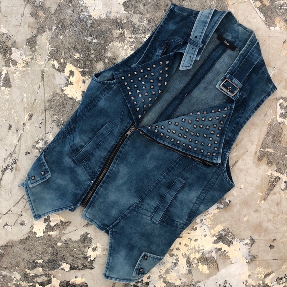 Jackets & Blazers - Denim Studded Vest